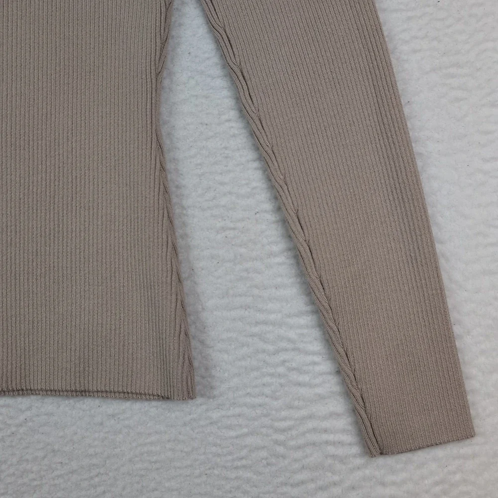 Open‎ Back Alp-n-Rock Joelle Sweater Beige sz Medium Rib Knit Cotton Blend